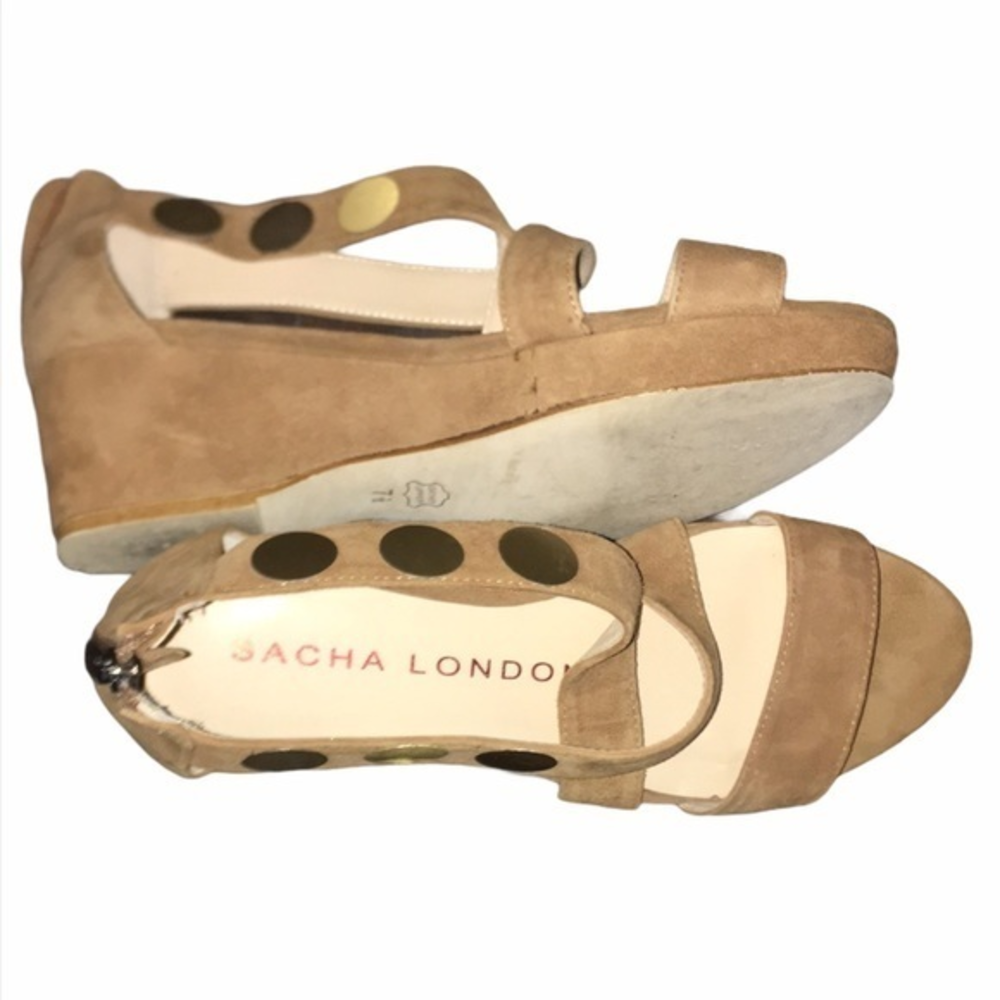 Sacha London Gina Suede Back Zip Wedge 7.5‎ EUC
